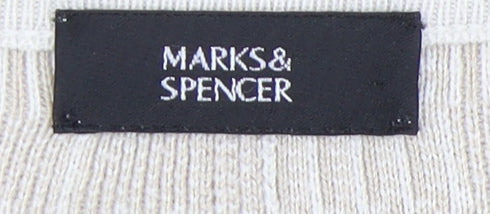 Marks and Spencer Men's Beige Cardigan, Large, Button V-Neck