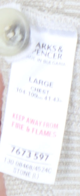 Marks and Spencer Men's Beige Cardigan, Large, Button V-Neck