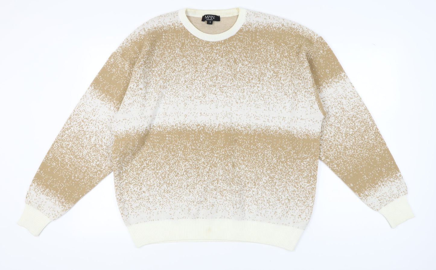 boohooMAN Men's Beige Pullover Jumper, Size S, Casual Knit