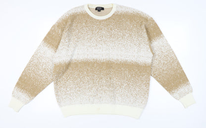 boohooMAN Men's Beige Pullover Jumper, Size S, Casual Knit