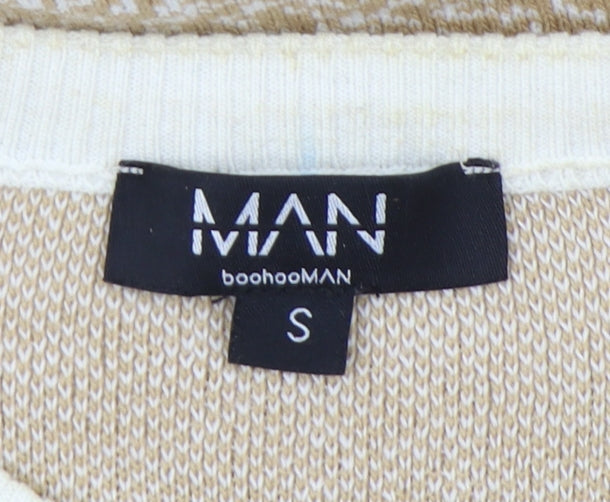 boohooMAN Men's Beige Pullover Jumper, Size S, Casual Knit