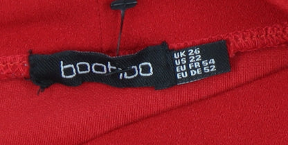 Boohoo Women's Red Blouse Plus Size 26, High Neck Classic Style