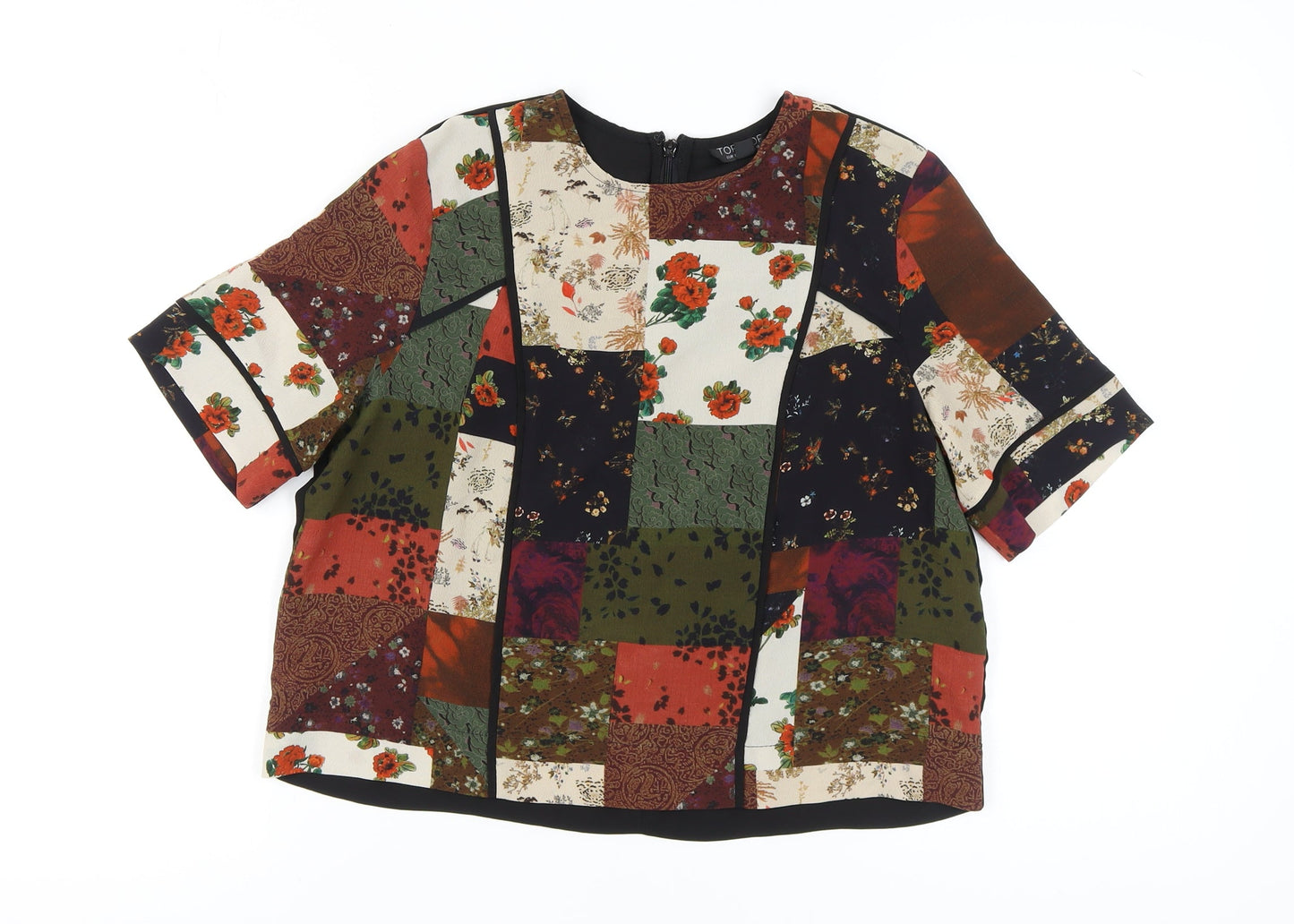 Womens UK Size 10 Topshop Multicoloured Basic Blouse