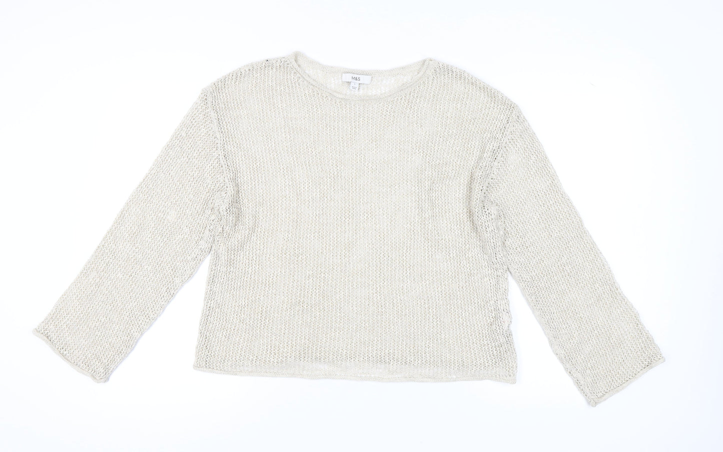 Womens UK Size L Marks and Spencer Beige Pullover Jumper
