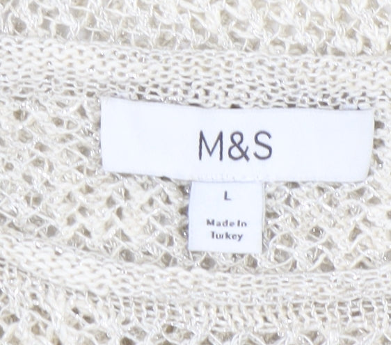 Womens UK Size L Marks and Spencer Beige Pullover Jumper