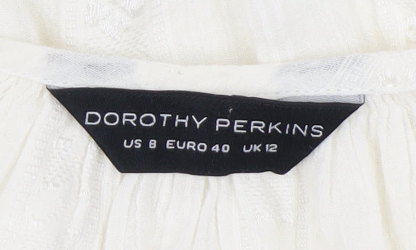 Womens UK Size 12 Dorothy Perkins White Tunic Blouse