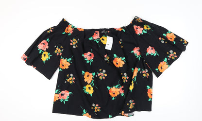 New Look Women's Black Floral Off Shoulder Blouse Size 30