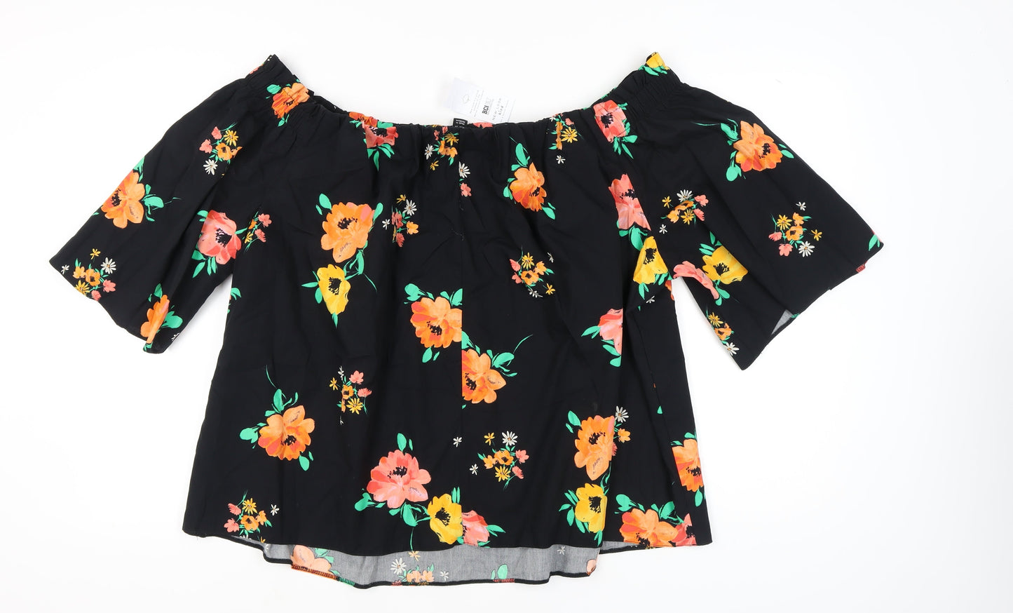 New Look Women's Black Floral Off Shoulder Blouse Size 30
