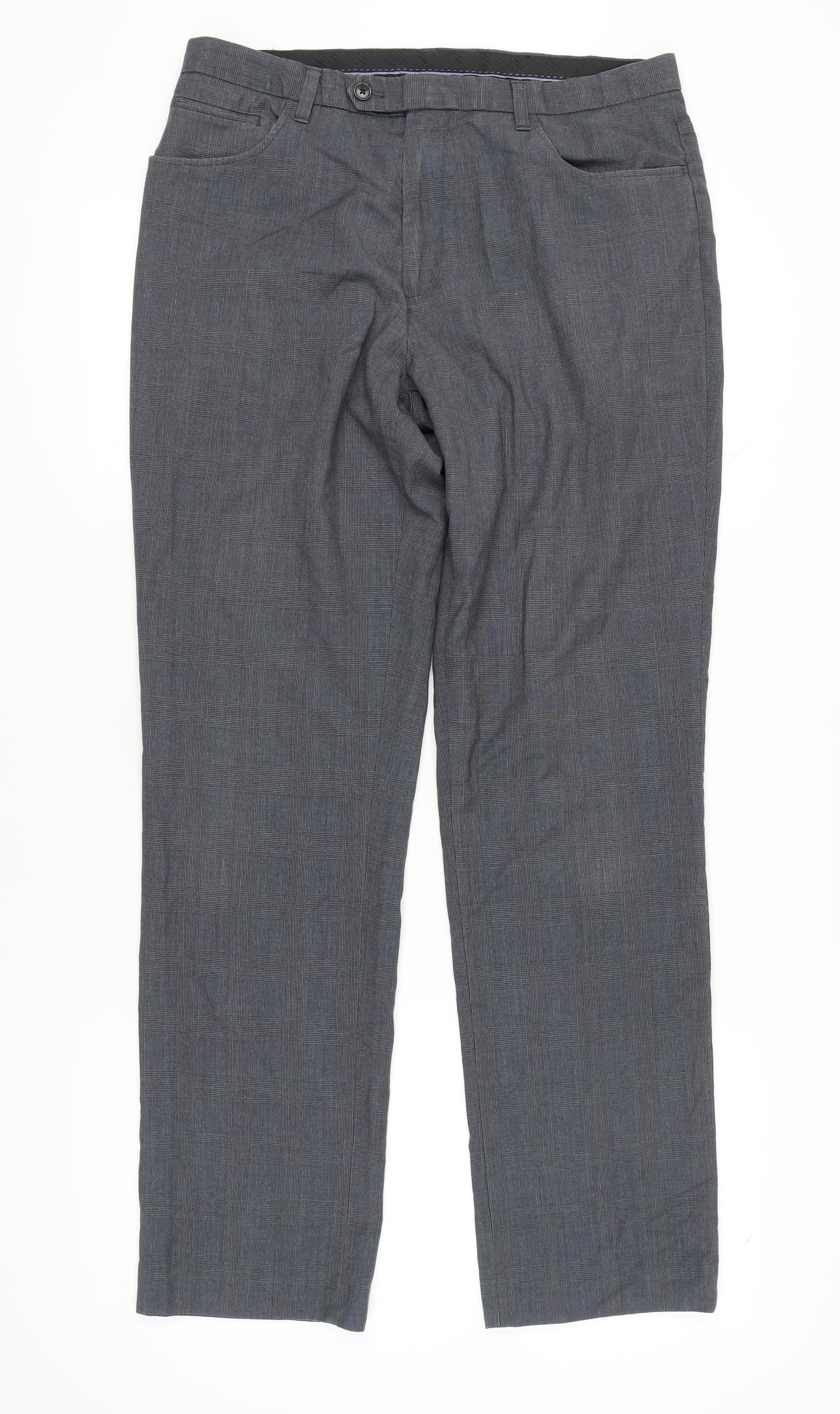Next Men's Grey Trousers 34L Regular Fit Business