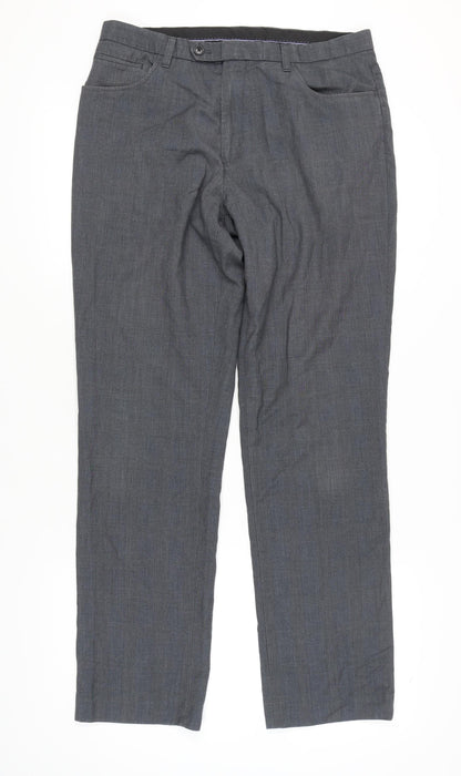 Next Men's Grey Trousers 34L Regular Fit Business