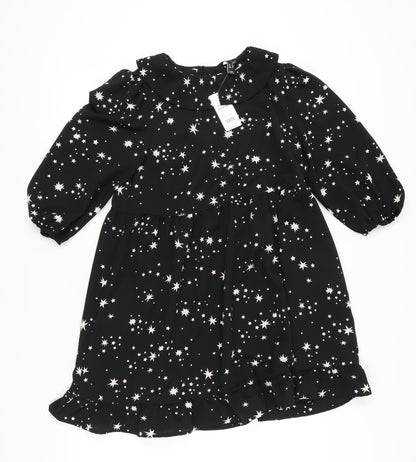 New Look Women's Black Star Pattern Dress, UK 12