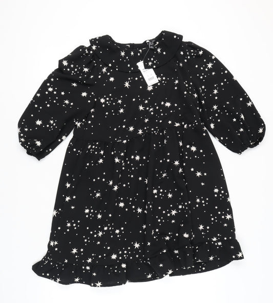 New Look Women's Black Star Pattern Dress, UK 12