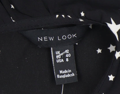 New Look Women's Black Star Pattern Dress, UK 12