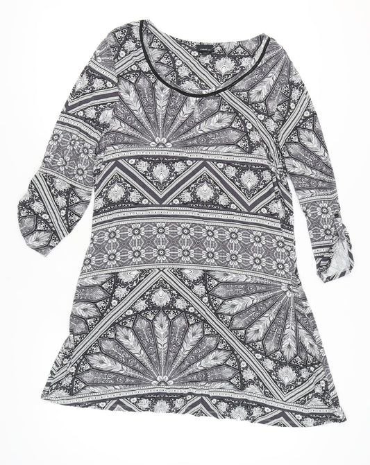 Next Women's Grey Geometric Shift Dress Size 20