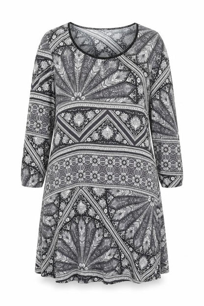 Next Women's Grey Geometric Shift Dress Size 20