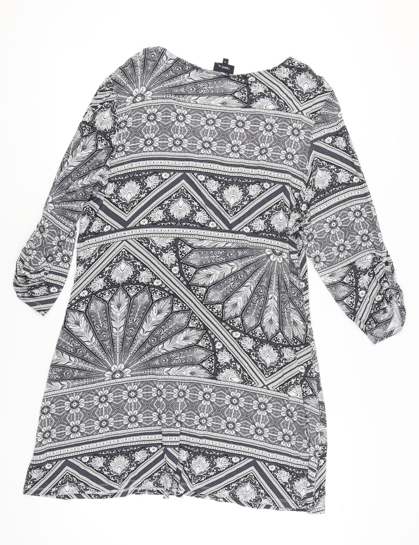 Next Women's Grey Geometric Shift Dress Size 20