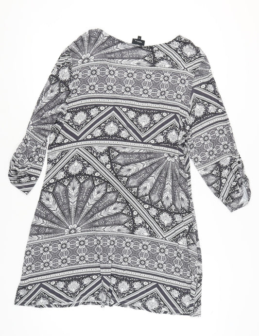 Next Women's Grey Geometric Shift Dress Size 20