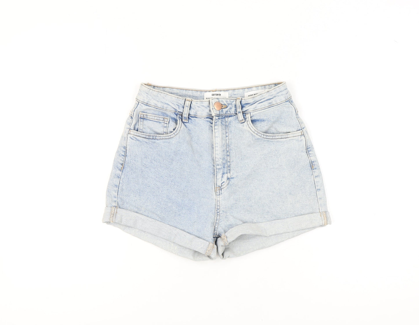 Cotton On Women's Blue High-Rise Mom Shorts Size 10