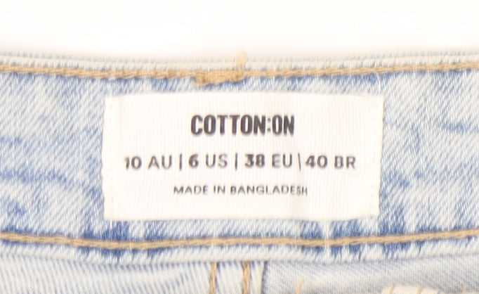 Cotton On Women's Blue High-Rise Mom Shorts Size 10