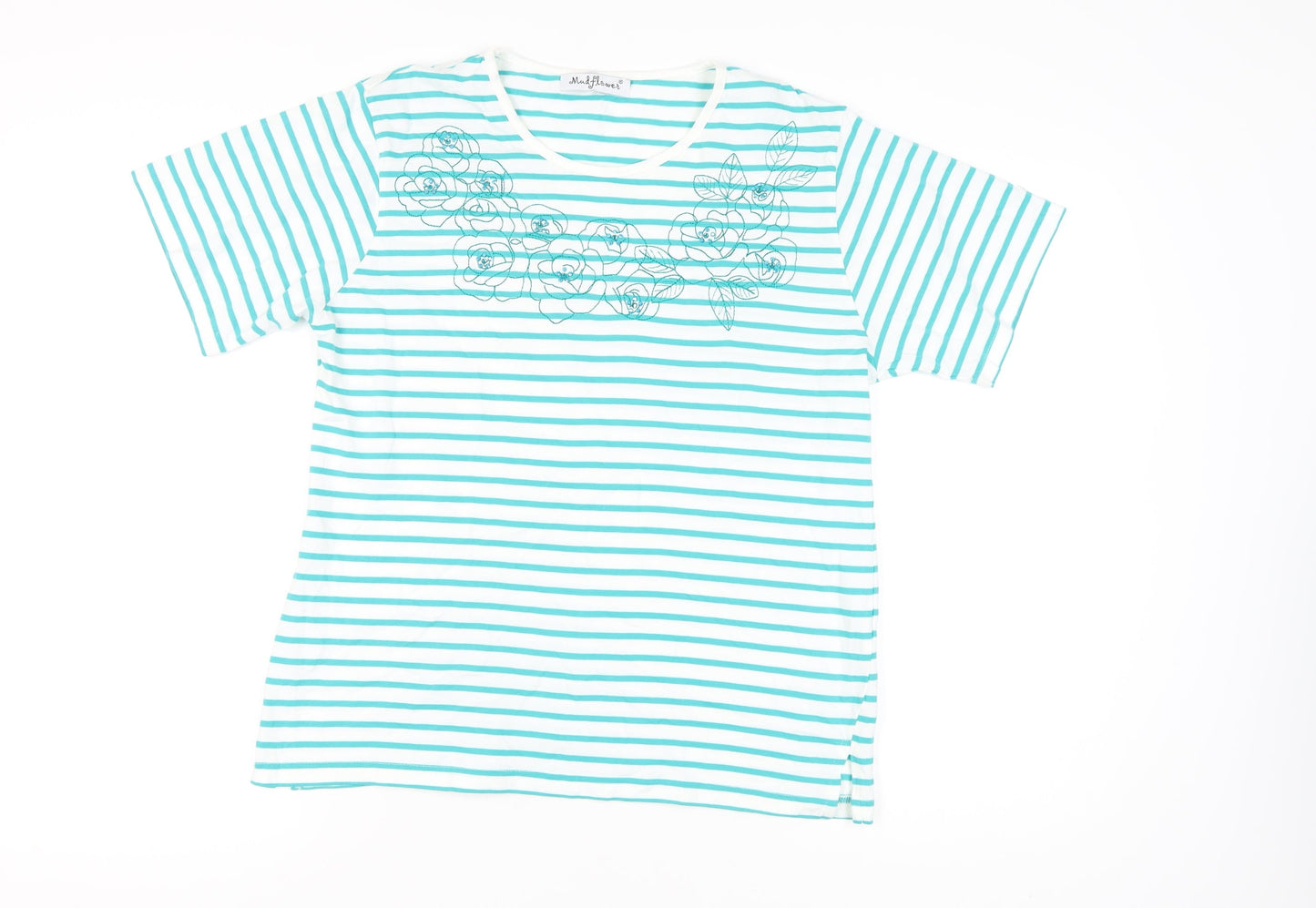 Womens UK Size XL Mudflower Blue Basic T-Shirt