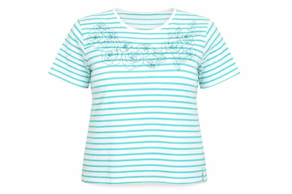Womens UK Size XL Mudflower Blue Basic T-Shirt
