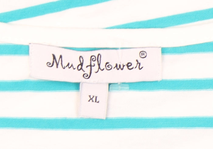 Womens UK Size XL Mudflower Blue Basic T-Shirt