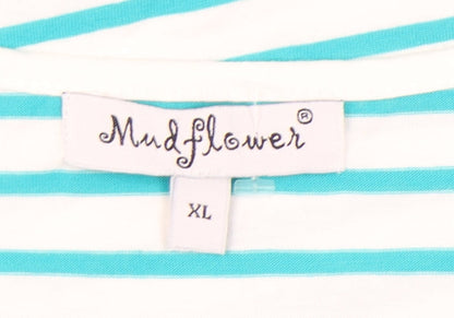 Womens UK Size XL Mudflower Blue Basic T-Shirt