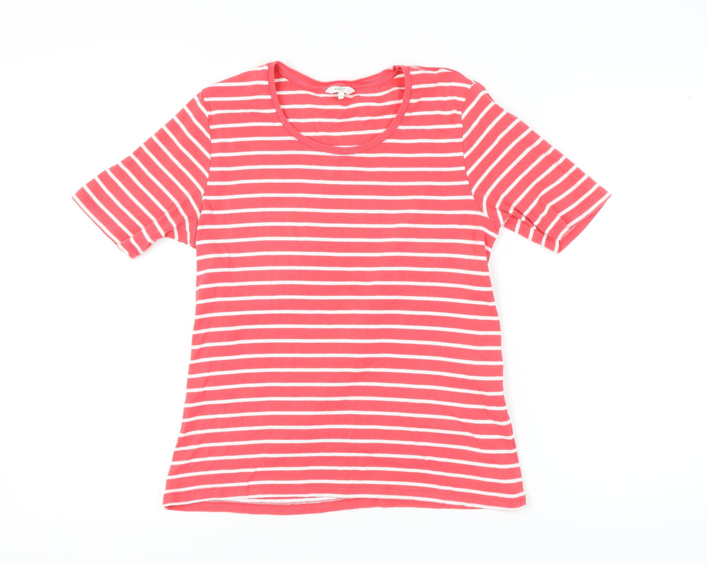 Cotton Traders Women's Red Striped T-Shirt Size 14