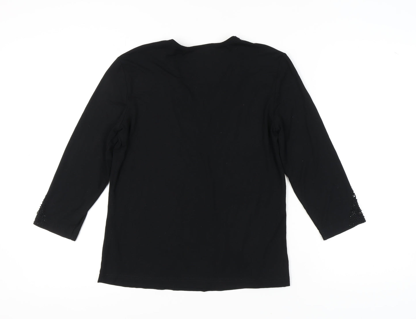 Gerry Weber Women's Black Beaded V-Neck Top, Size 12