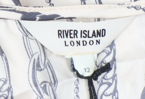 Womens UK Size 12 River Island Beige Basic Tank