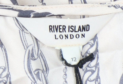 Womens UK Size 12 River Island Beige Basic Tank
