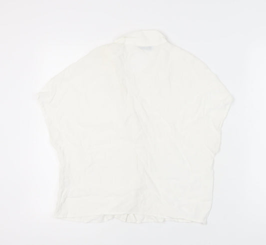 Bershka Women's White Button-Up Shirt L Casual Elegant