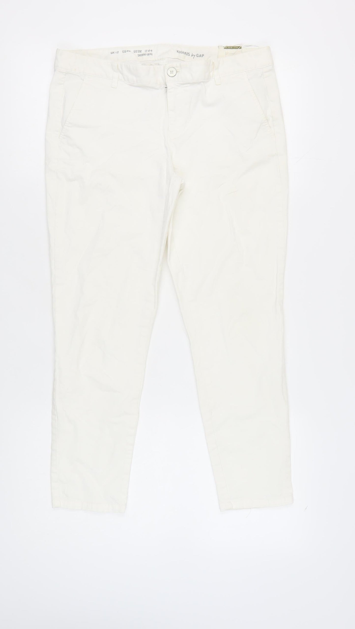 Womens UK Size 12 Gap Slim Fit Khakis Ivory Trousers