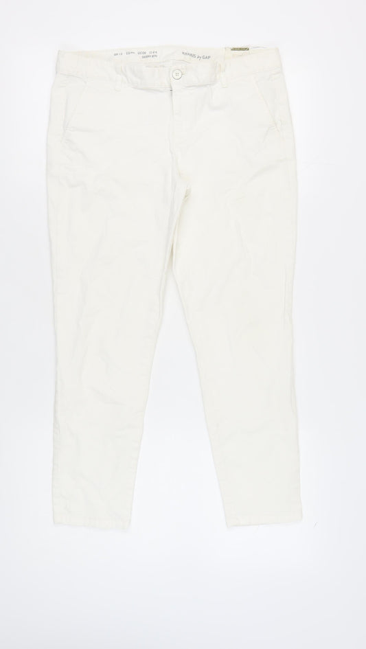 Womens UK Size 12 Gap Slim Fit Khakis Ivory Trousers