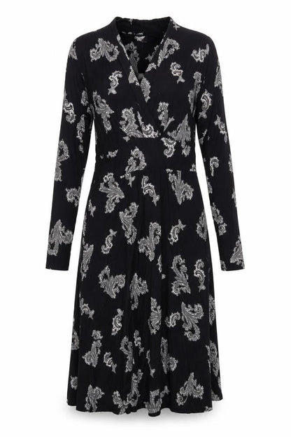 Monsoon Women's Black Paisley Dress Size 12 Long Sleeve