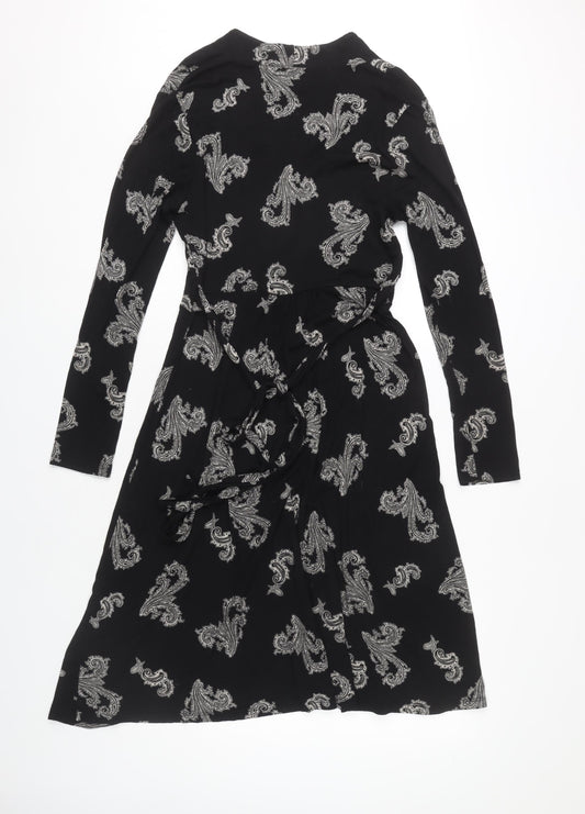 Monsoon Women's Black Paisley Dress Size 12 Long Sleeve