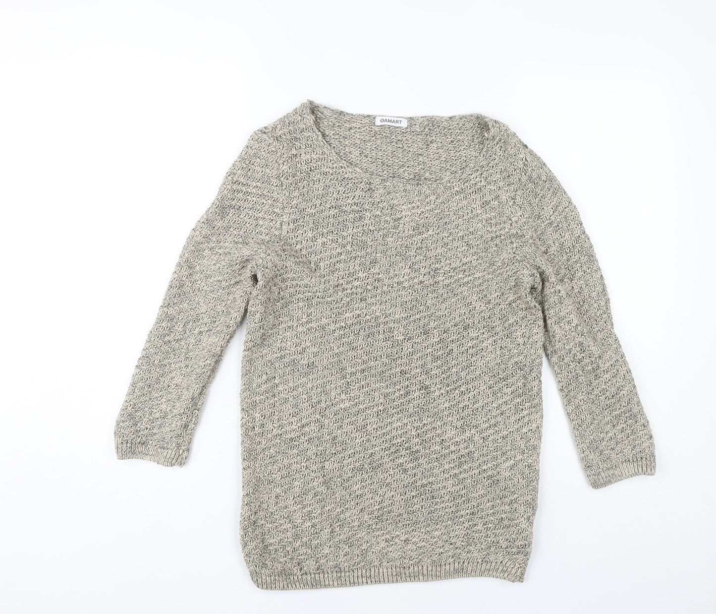 Damart Women's Beige 3/4 Sleeve Cotton Pullover Jumper S