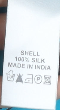 East Women’s Blue Silk Tunic Top, Size 14, Embroidered