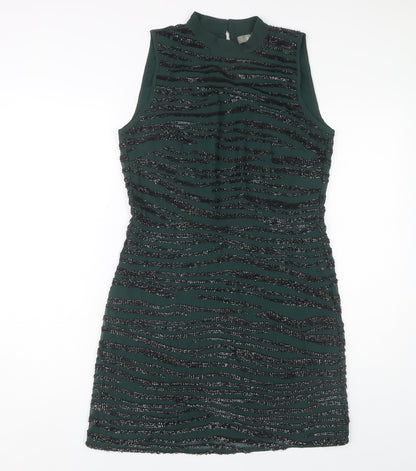 Oasis Women's Green Sleeveless Shift Dress, Size 10