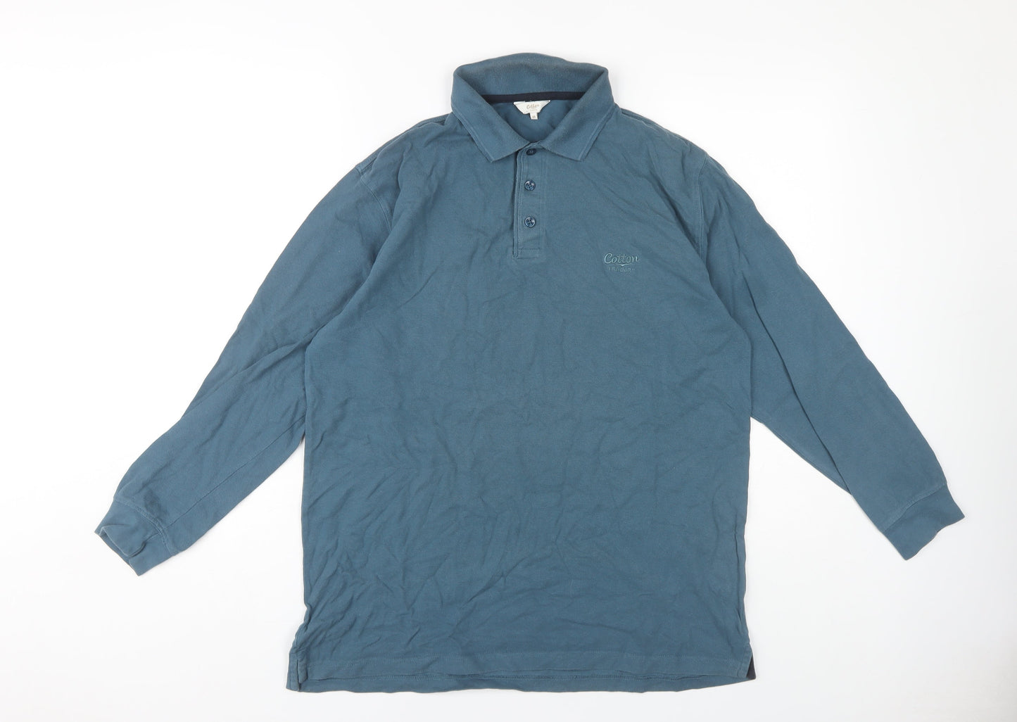 Cotton Traders Men's Blue Long Sleeve Polo M