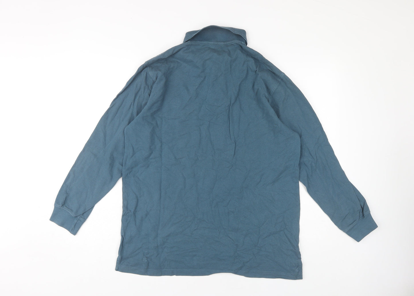 Cotton Traders Men's Blue Long Sleeve Polo M