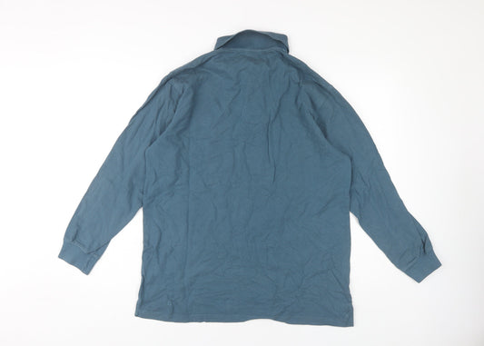 Cotton Traders Men's Blue Long Sleeve Polo M