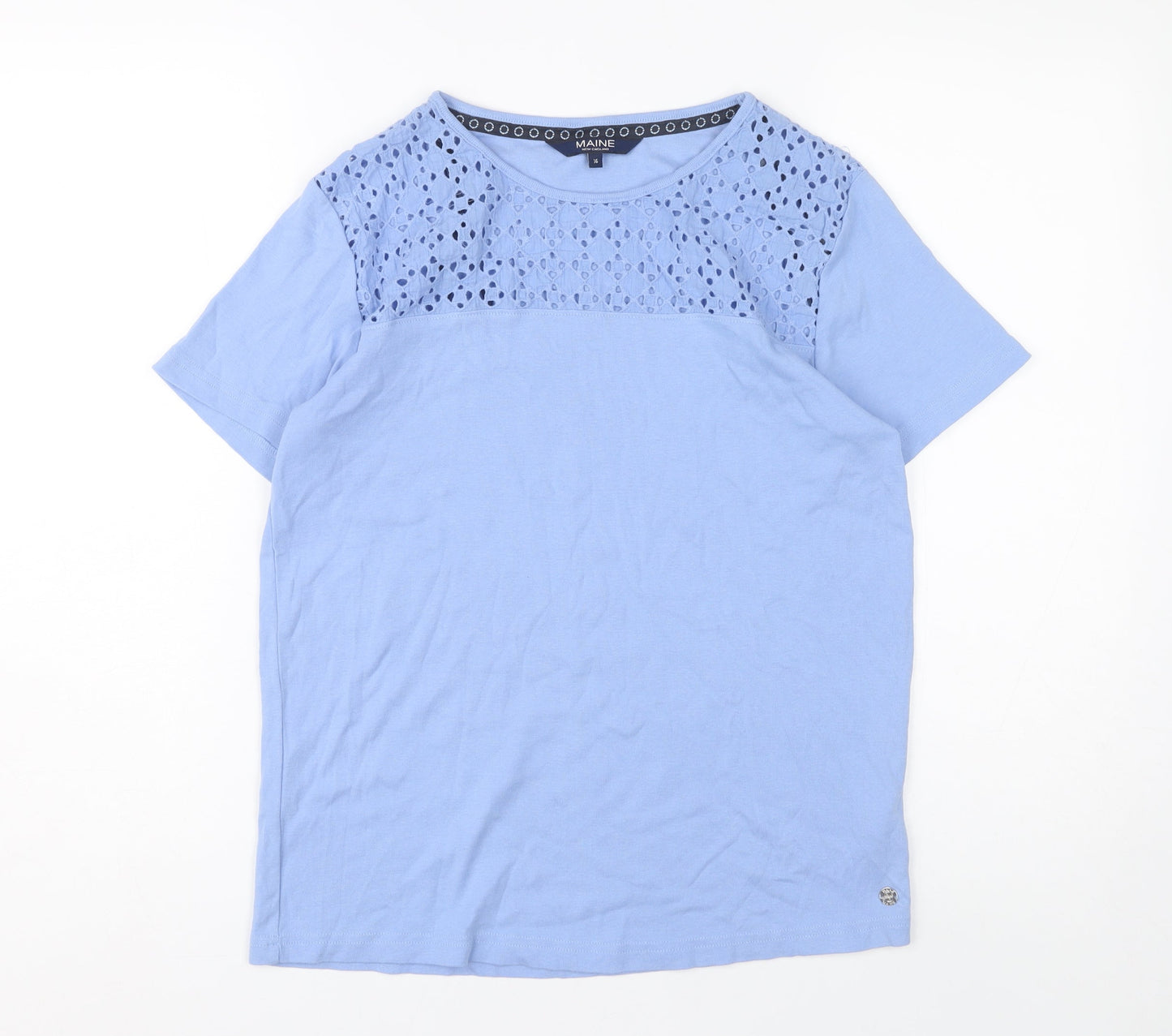 Womens UK Size 16 Maine Blue  T-Shirt