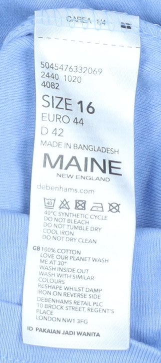 Womens UK Size 16 Maine Blue  T-Shirt