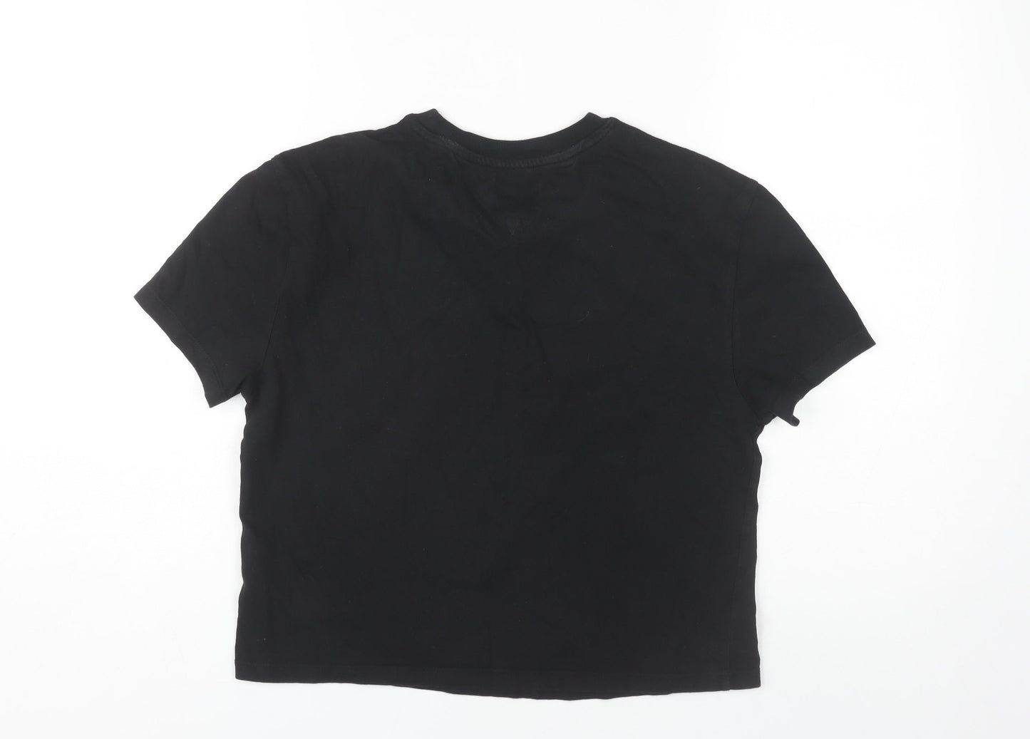 Womens UK Size S Tommy Jeans Black Cropped T-Shirt