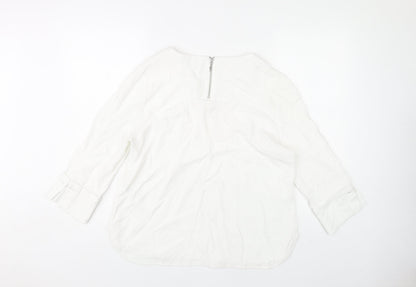 Phase Eight Women's White Blouse, UK 14, 3/4 Sleeve