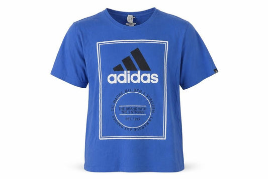 Front view of Adidas Men's Blue XL Logo T-Shirt