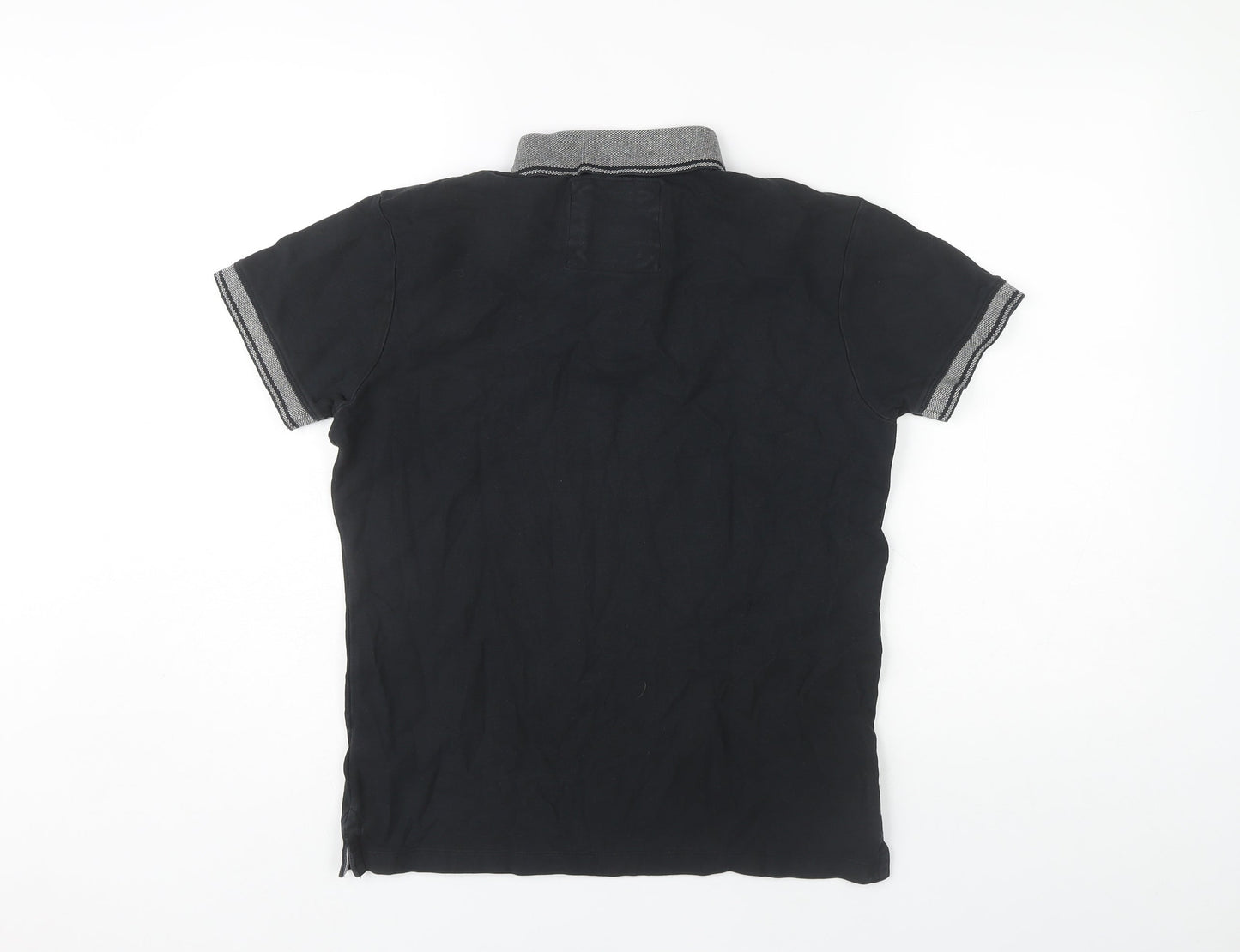 Charles Wilson Men's Black Polo Shirt, Small, Button Accent