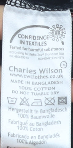 Charles Wilson Men's Black Polo Shirt, Small, Button Accent