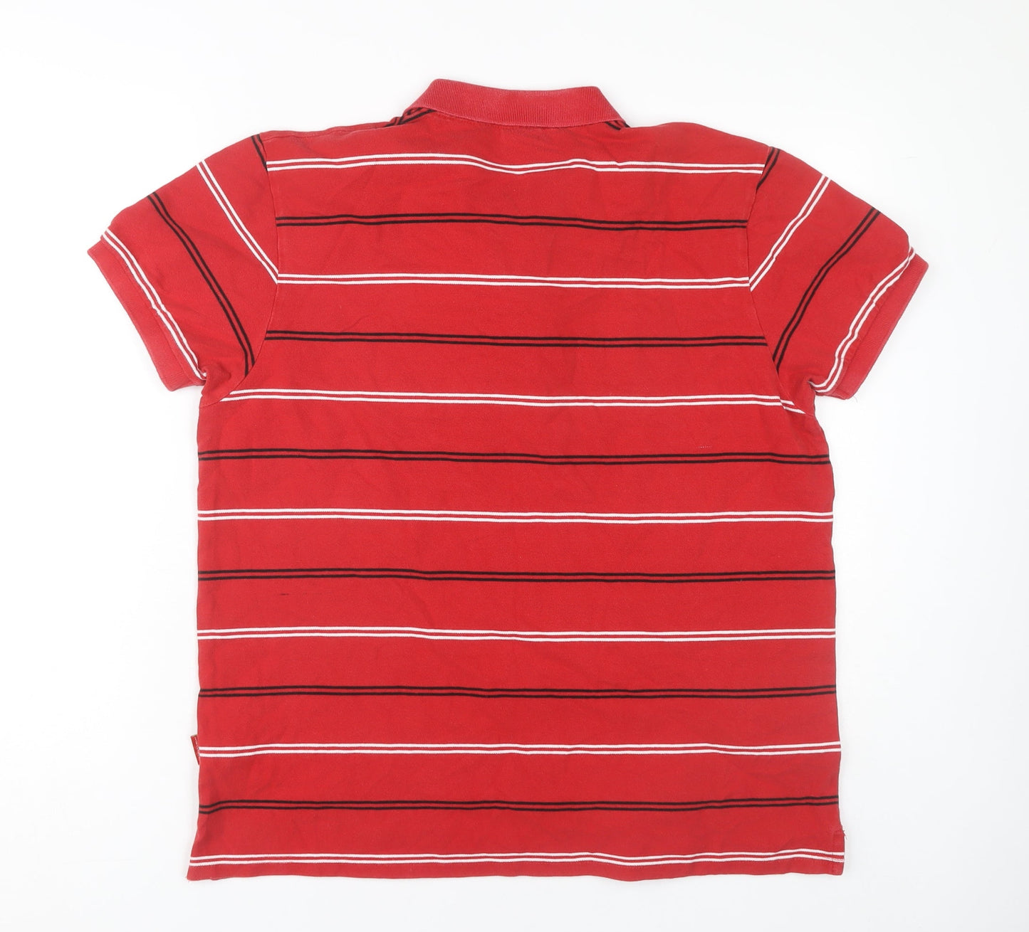 WRU Men's Red Striped Polo Shirt L Rugby